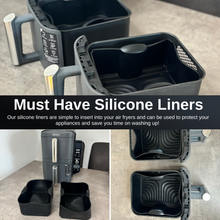 Load image into Gallery viewer, Cyraeon 2-in-1 Silicone Air Fryer Liners for Ninja Foodi FlexDrawer AF500UK, 10.4L Insert, 2PCS (Black).