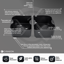Load image into Gallery viewer, Cyraeon 2-in-1 Silicone Air Fryer Liners for Ninja Foodi FlexDrawer AF500UK, 10.4L Insert, 2PCS (Black).