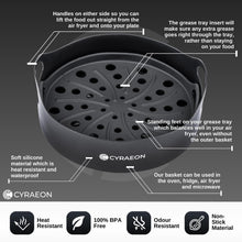 Load image into Gallery viewer, Cyraeon 18cm Silicone Air Fryer Liner with Grease Tray Insert – Round Pot Liner for Air Fryers.