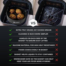 Load image into Gallery viewer, Cyraeon 18cm Silicone Air Fryer Liner with Grease Tray Insert – Round Pot Liner for Air Fryers.