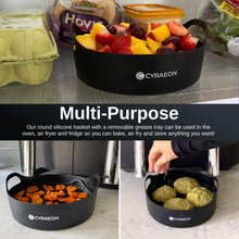 Load image into Gallery viewer, Cyraeon 18cm Silicone Air Fryer Liner with Grease Tray Insert – Round Pot Liner for Air Fryers.
