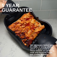 Load image into Gallery viewer, Cyraeon Silicone Air Fryer Accessories Set, 22cm Square Basket, Divider, Tongs, Gloves & Oil Brush.