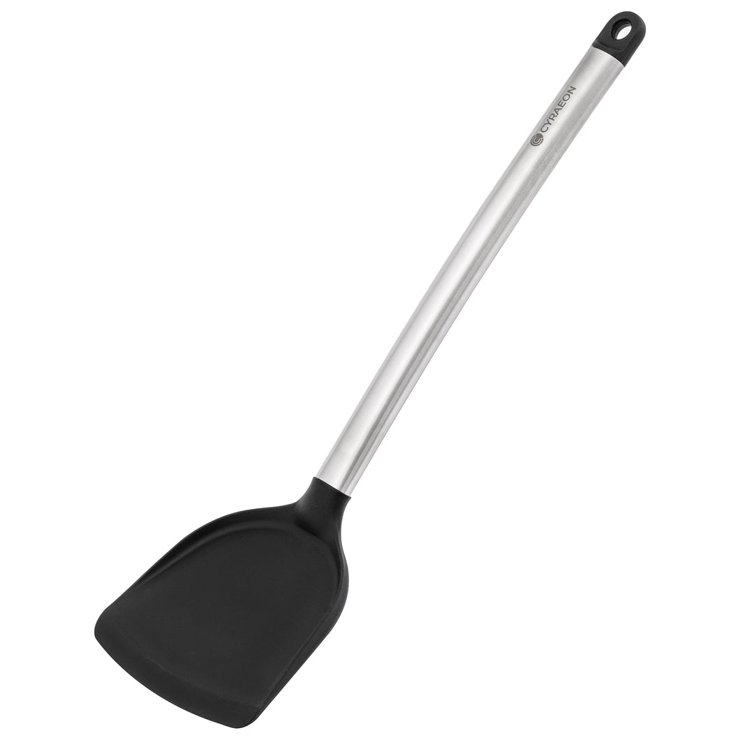 Cyraeon Flat Kitchen Spatula, Heat Resistant up to 450°C, Silicone and Premium Stainless Steel.