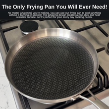 Load image into Gallery viewer, Cyraeon Stainless Steel Frying Pan with Non-Stick Honeycomb Coating, Glass Lid and Rack, 26CM.
