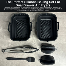 Load image into Gallery viewer, Cyraeon Silicone Air Fryer Accessories Set - 19.6CM Basket, Divider, Gloves, Oil Brush &amp; Tongs.
