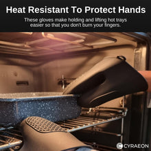 Load image into Gallery viewer, Cyraeon Extra Long Silicone Mini Oven Gloves – Heat Resistant Kitchen Mitts for Extra Protection.
