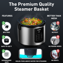 Load image into Gallery viewer, Silicone Steamer Basket, Boil/Steam Vegetables, Pasta and Much More.
