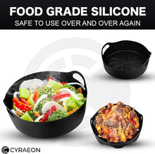 Load image into Gallery viewer, Cyraeon Silicone Air Fryer Pot Round Liner with Grease Tray Insert, 18cm.
