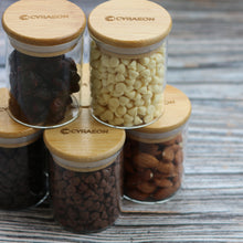 Load image into Gallery viewer, Spice Jar Set, 6 Piece Glass Jar with Bamboo Airtight Lids.
