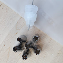 Load image into Gallery viewer, Piping Bag Set. Includes 2 bags, 6 Nozzles, 1 Coupler &amp; Cleaning Brush.
